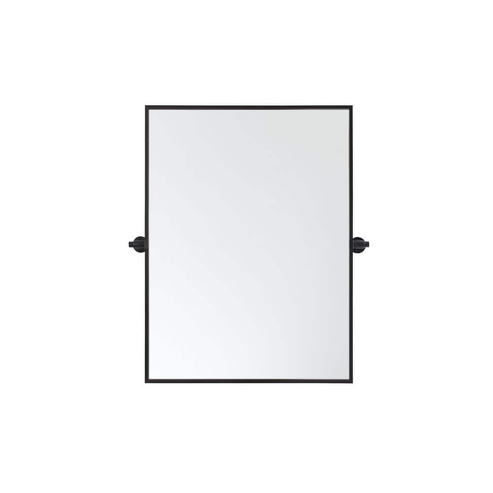 Timeless Home 24 in. W x 32 in. H Aluminum Black Pivot Mirror