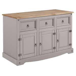 Classic Cottage Series Corona Gray Solid Wood Top 49.25 in. Buffet Sideboard with Drawers