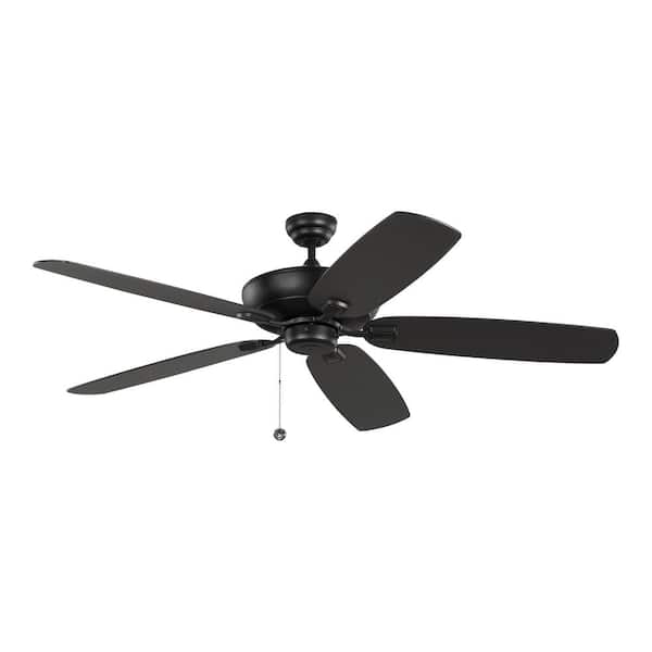 Generation Lighting Colony Super Max 60 in. Transitional Matte Black Ceiling Fan with Matte Black and American Walnut Reversible Blades