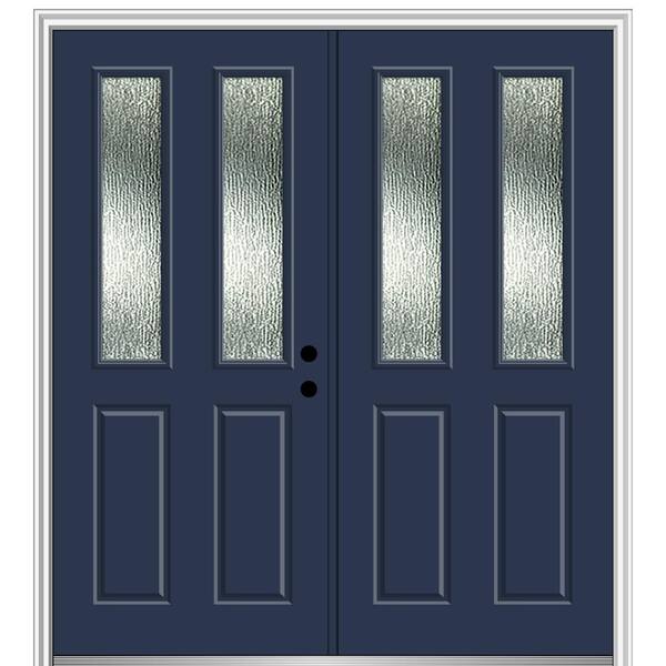 MMI Door 64 in. x 80 in. Left-Hand/Inswing Rain Glass Naval Fiberglass Prehung Front Door on 6-9/16 in. Frame