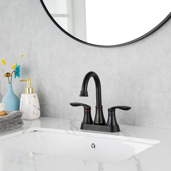 Cobbe 4" Centerset Bathroom Faucet - Matte Black With Pop-Up Drain & 360° Swivel Spout