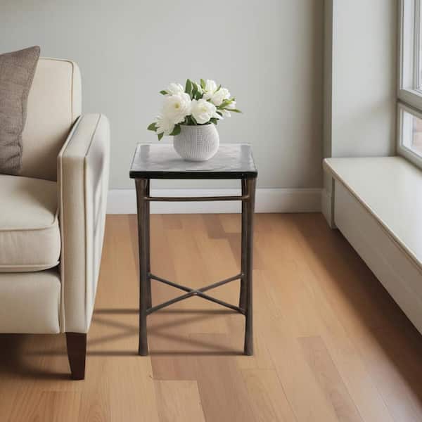 Liv & Skye 14 in. Bronze Square Glass Accent Table