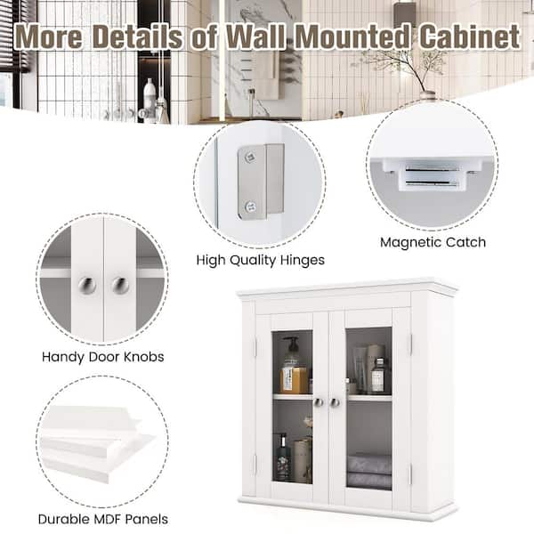 Costway Wall-mounted Cabinet Bathroom Storage 2-tier Shelf