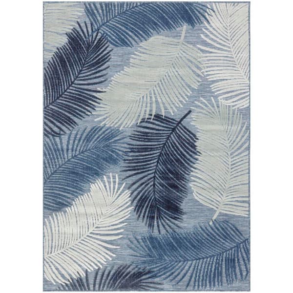 Suncoast Denim 5 ft. x 7 ft. Floral Contemporary Area Rug