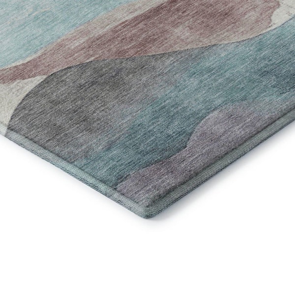 Mayfield Premium Machine Washable Abstract AMF1966 Teal 8 ft. x 10 ft. Area Rug