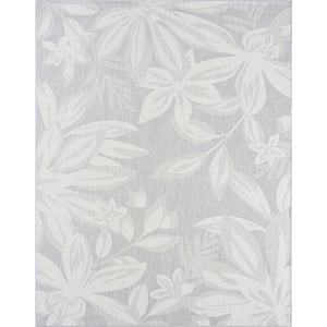 Eco Floral Gray 4 ft. x 6 ft. Indoor/Outdoor Area Rug