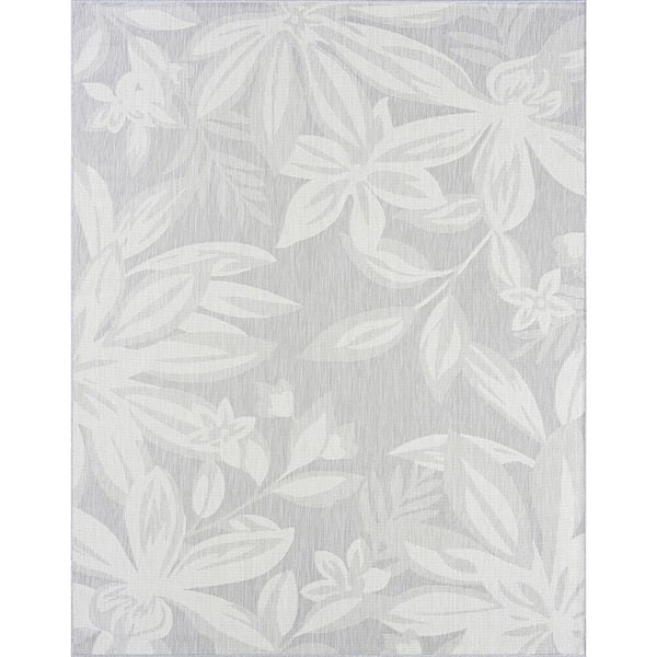 Tayse Rugs Eco Floral Gray 4 ft. x 6 ft. Indoor/Outdoor Area Rug