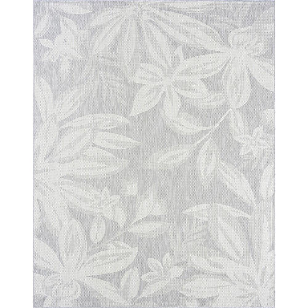 Tayse Rugs Eco Floral Gray 4 ft. x 6 ft. Indoor/Outdoor Area Rug ...