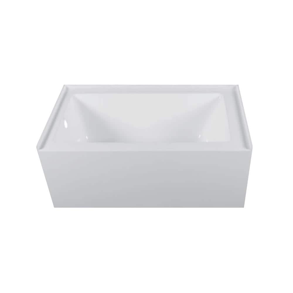 White Acrylic Rectangular Alcove Soaking Bathtub, 60" x 36"