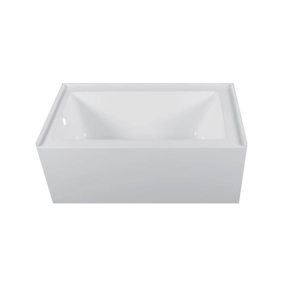 Glossy White Acrylic Alcove Soaking Bathtub with Apron Front, 60" x 30"