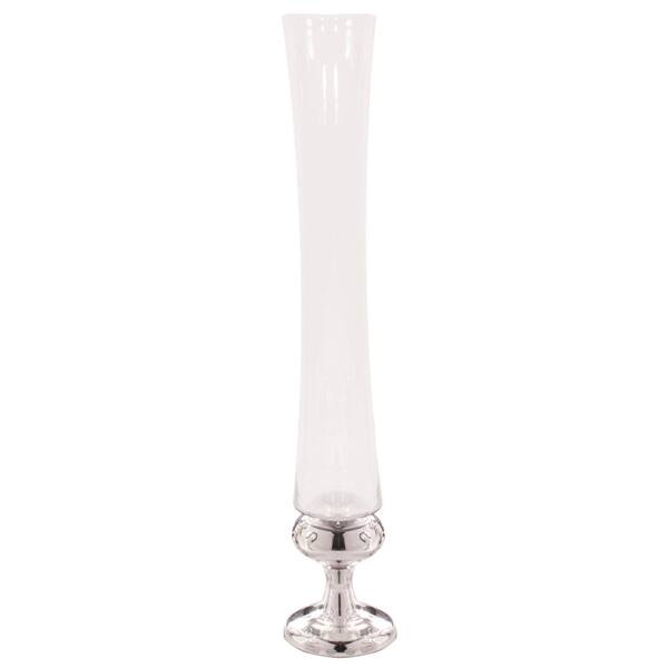 Unbranded Oversized Clear Hand-Blown Fluted Glass Decorative Vase