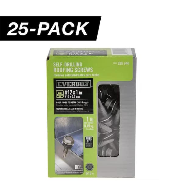 25-Pack #12 x 1 in. Flange Hex Head Hex Drive Self-Drilling Screw with Neoprene Washer (25 lb / 2,000-Piece)