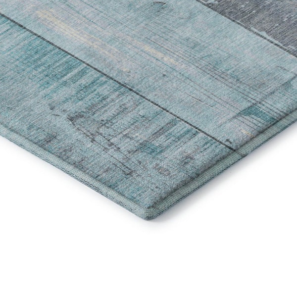 Mayfield Premium Machine Washable Abstract AMF1877 Teal 8 ft. x 10 ft. Area Rug