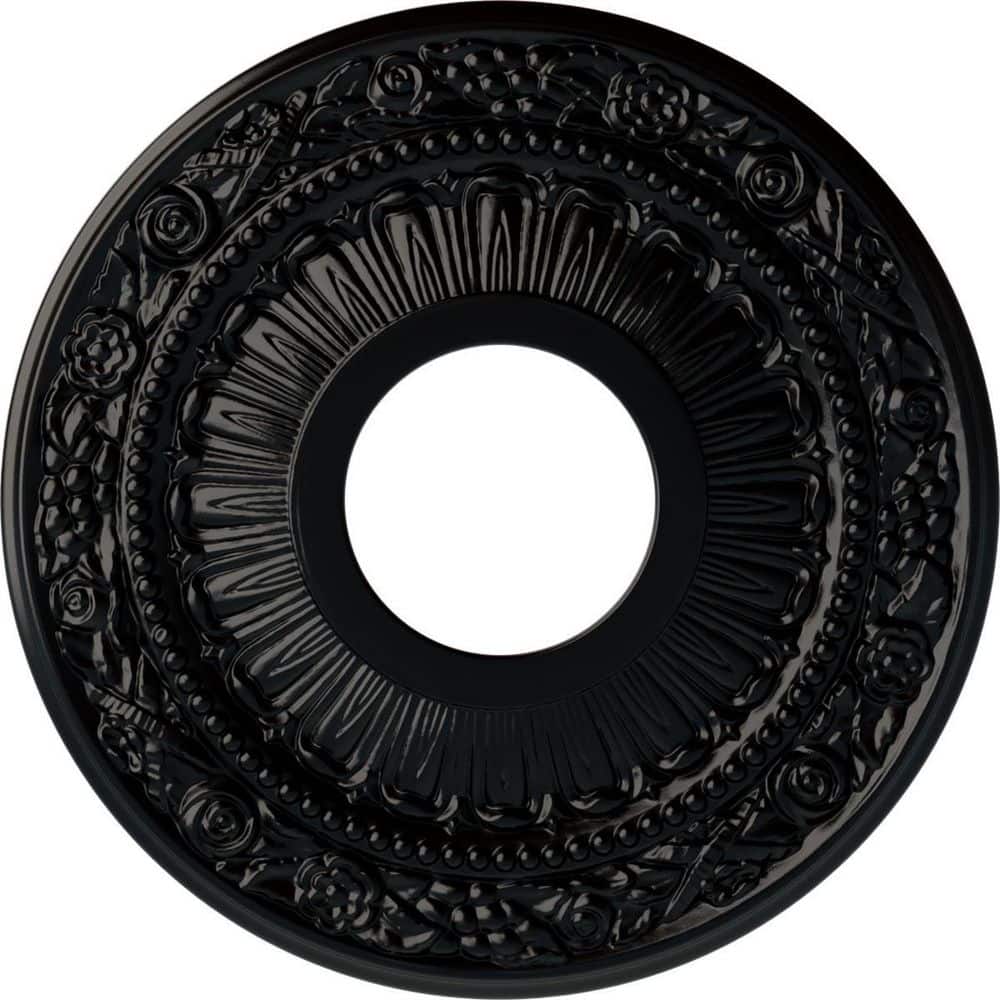 "7/8"" x 12-1/8"" x 12-1/8"" Polyurethane Nadia Ceiling Medallion, Hand-Painted Jet Black" price history on PriceWatchPro