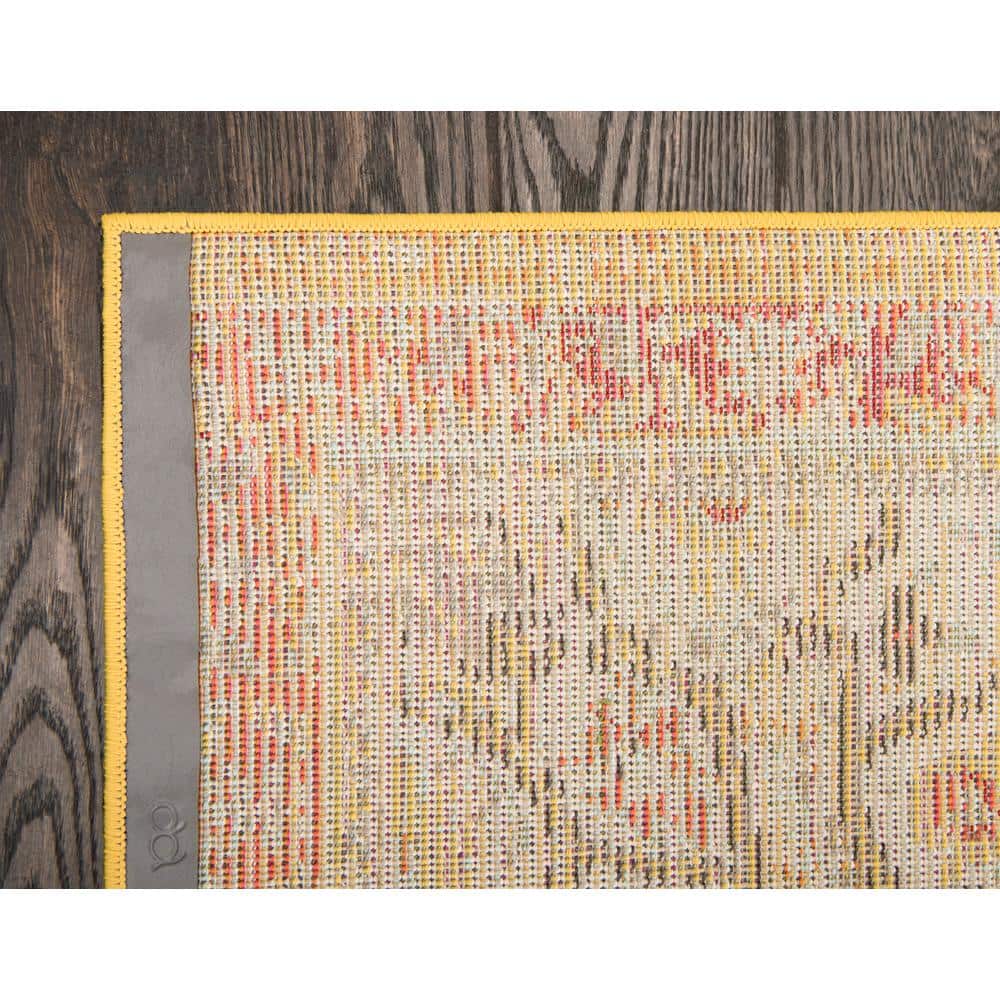 Gold and Red Medallion Synthetic Indoor Area Rug