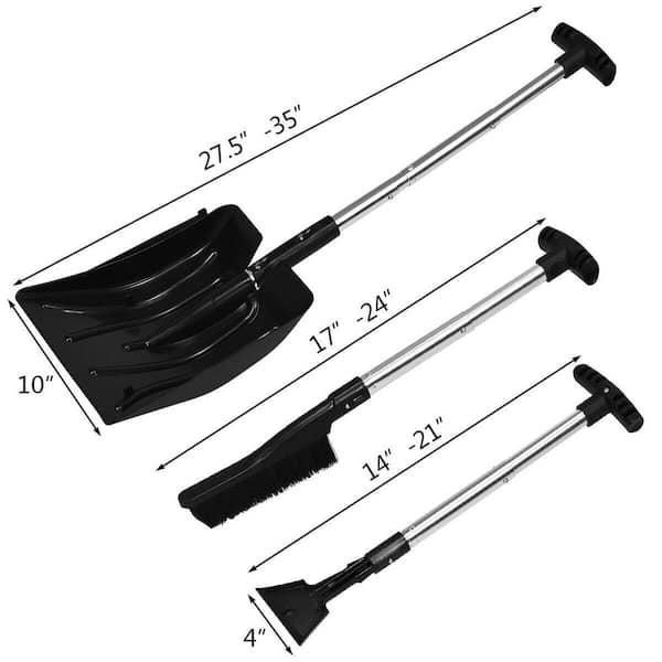 MBIIS Fiberglass Handle Steel Ice Scraper Snow Shovel - Made in USA