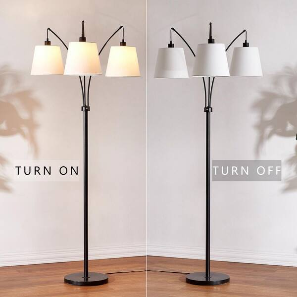 Maxax Eustis 71 in. Black Tree Floor Lamp with 3-Shade F68-WH