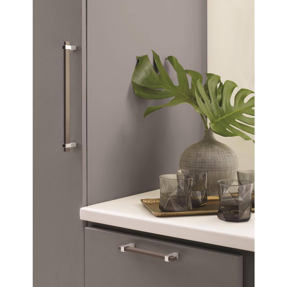 6.25" Brushed Nickel and Chrome Modern Cabinet Bar Pull