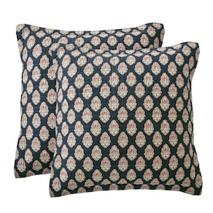 Moreno Multi-Color Damask Pattern Quilted Cotton Euro Sham - (Set of 2)