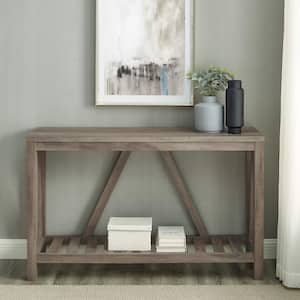 52 in. Gray Wash Standard Rectangle Composite Console Table with Storage