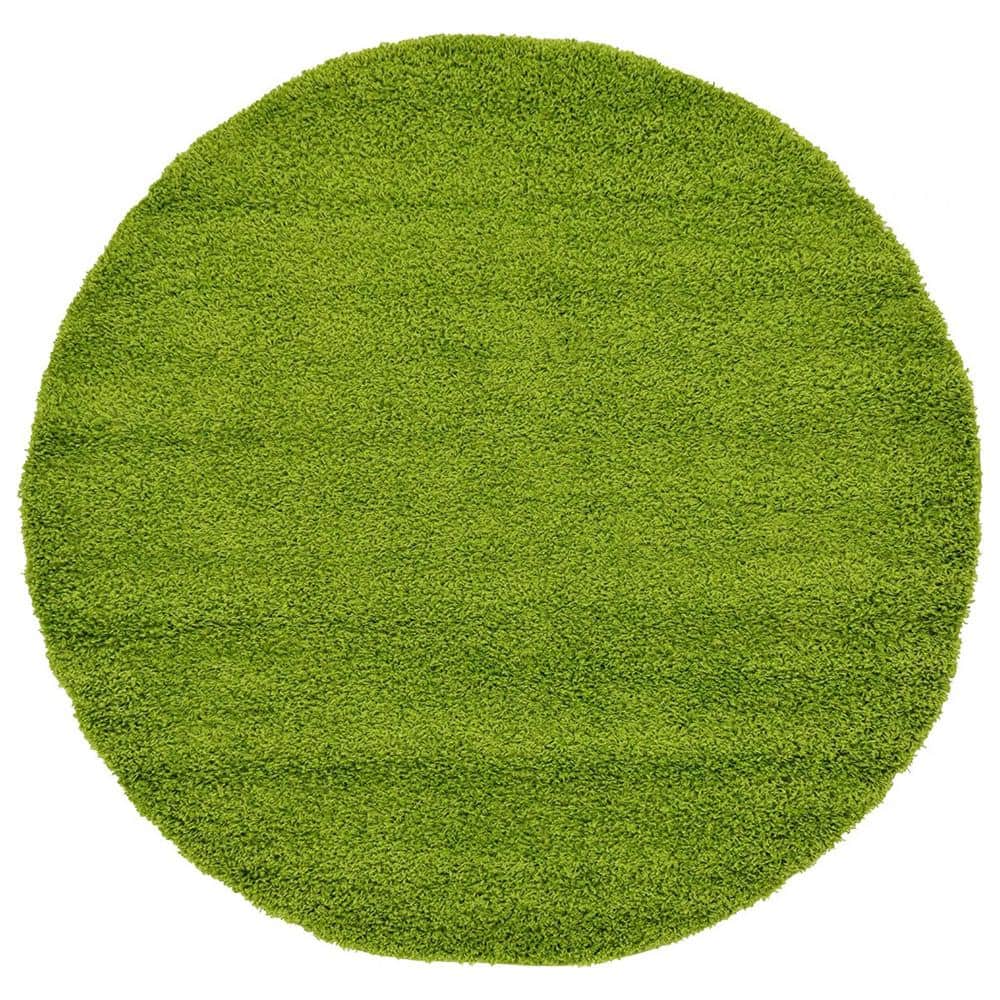 Green ​Polypropylene 6 ft. x 6 ft. Solid Color Indoor Round Area Rug