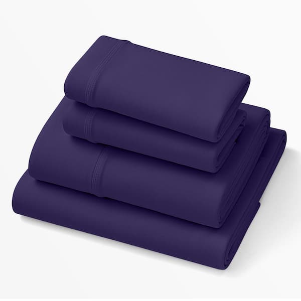 PURPLE SoftStretch 4-Piece Deep Purple Solid Twin / Twin XL Bamboo Sheet Set