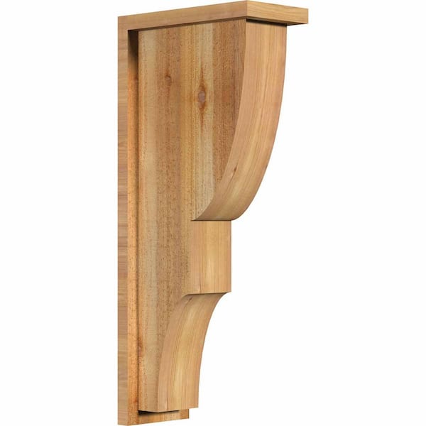 Ekena Millwork 6 in. x 12 in. x 28 in. Western Red Cedar Ridgewood Rough Sawn Corbel with Backplate