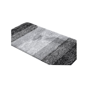 59 in. x 20 in. Grey Stripe Microfiber Rectangular Shaggy Bath Rugs