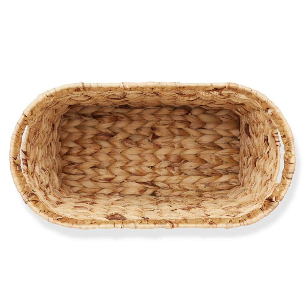 Natural Oval Water Hyacinth Storage Basket with Handles