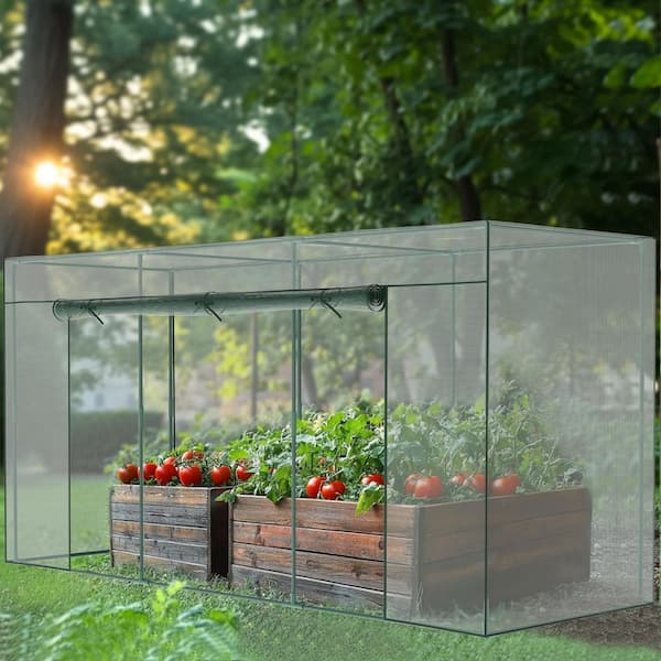 12 ft. x 4 ft. x 6 ft. Crop Cage for Garden Plant Plant Protection Net Tent with Zippered Door Garden Bed Cover w/ Frame