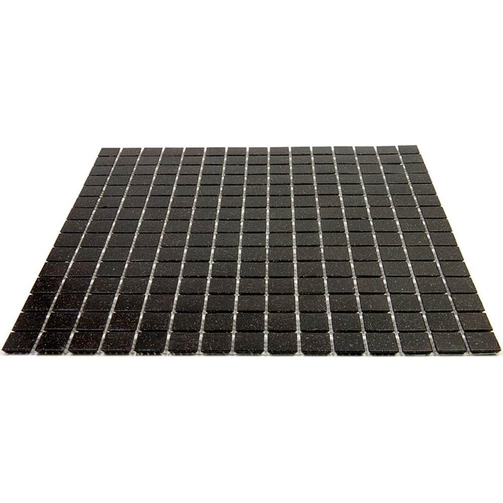 Dune 12 in. x 12 in. Glossy Dark Brown Glass Mosaic Tile