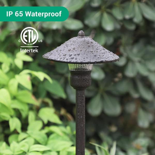 20-Watt Equivalent Low Voltage Black Integrated LED Waterproof Path Light Kit (4-Pack)
