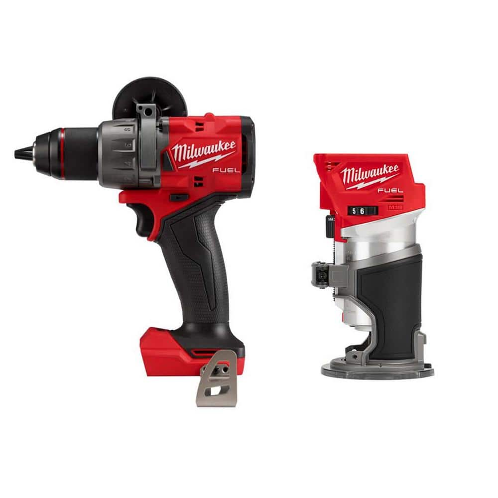 M18 FUEL 18V Lithium-Ion Brushless Cordless 1/2 in. Hammer Drill/Driver w/Compact Router -  Milwaukee, 2904-20-2723-20