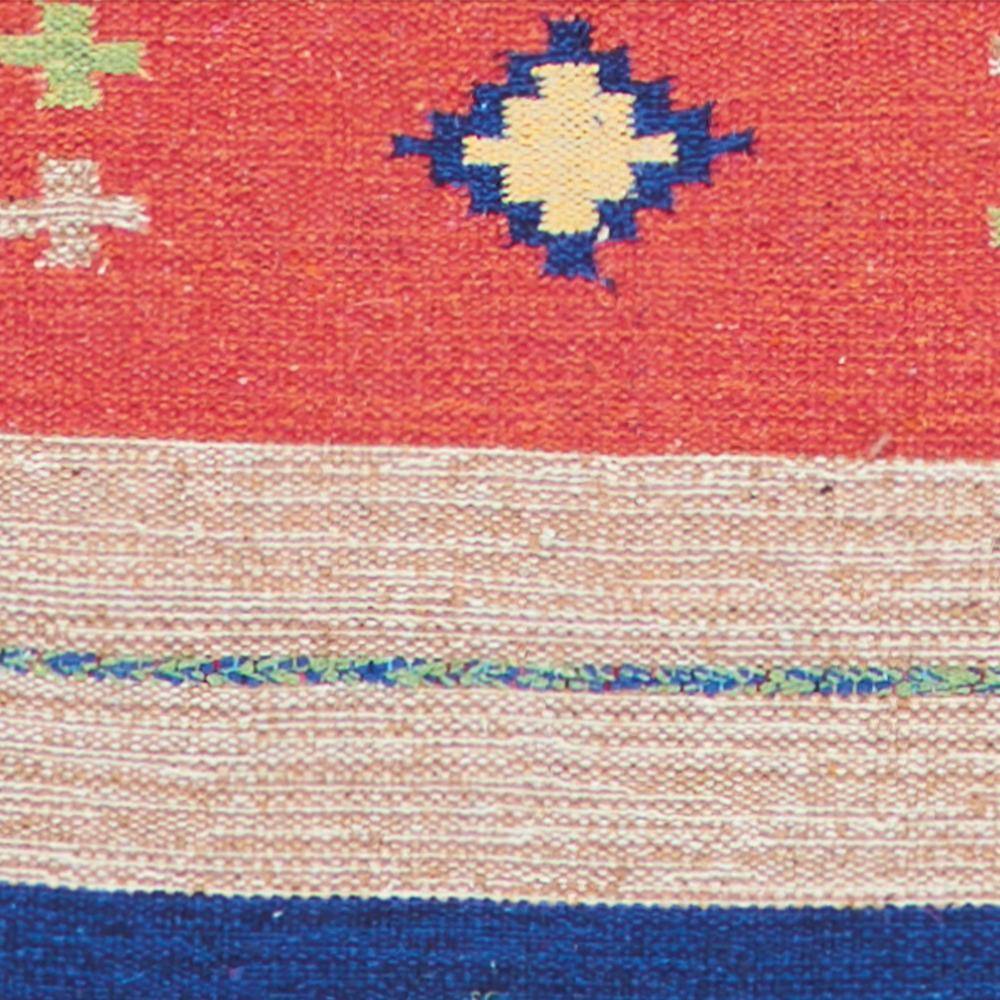 Reversible Tribal Red/Beige Cotton Blend 4' x 6' Area Rug