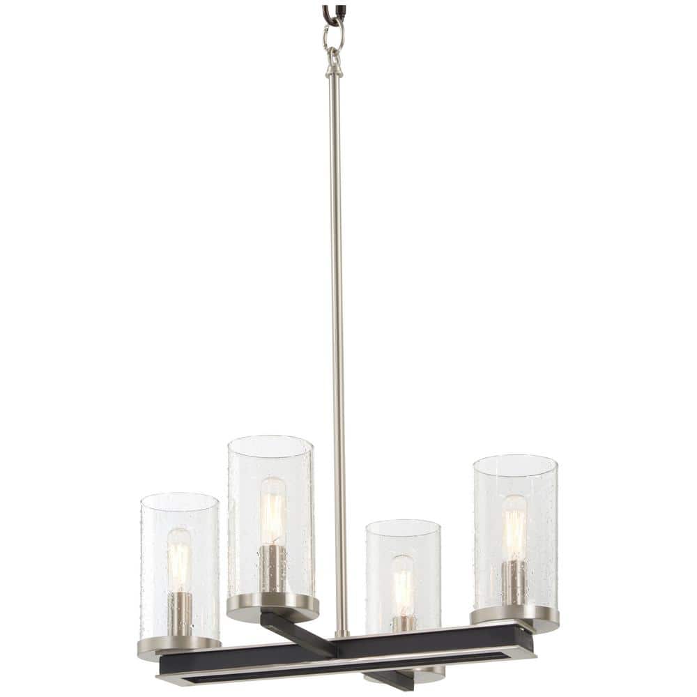 Contemporary Brushed Nickel 4-Light Glass Pendant