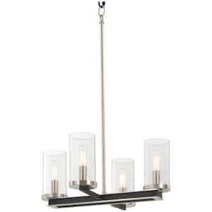 Cole's Crossing 4-Light Black with Brushed Nickel Pendant/Semi Flush