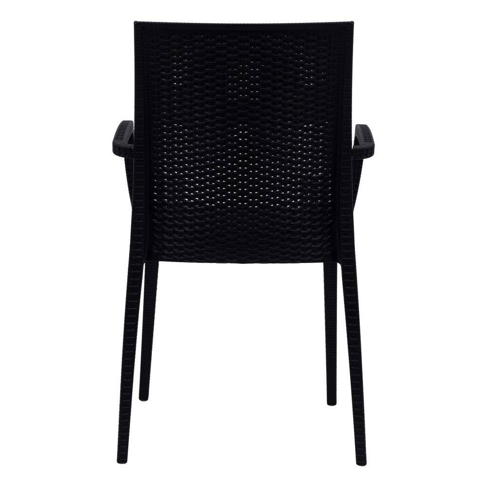 Mace Modern Black Weave Indoor/Outdoor Dining Chair Set of 4