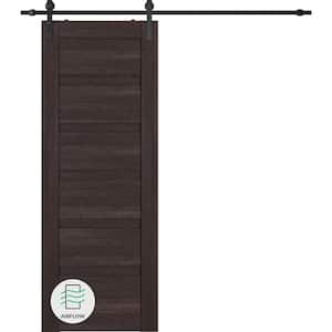 Louver 30 in. x 80 in. Vera Linga Oak Wood Composite Sliding Barn Door with Hardware Kit