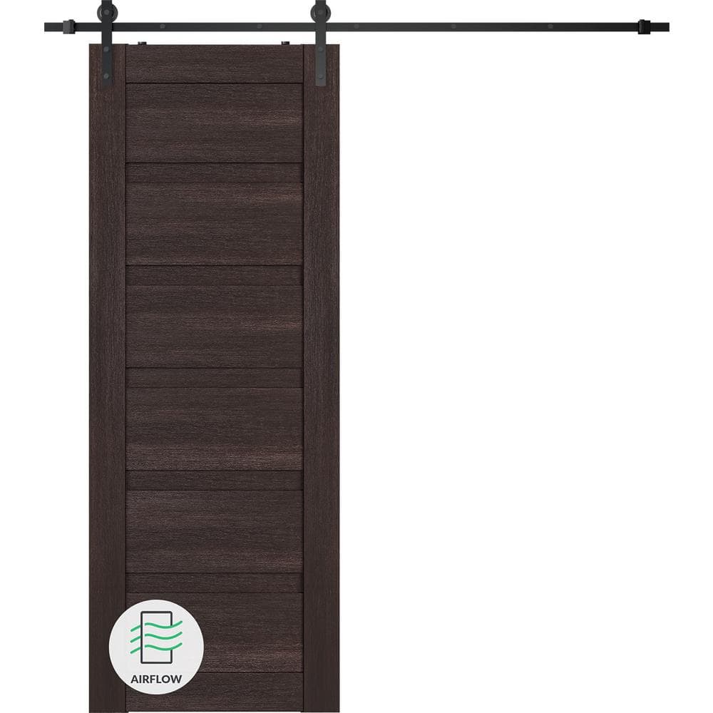 Louver 30 in. W. x 96 in. Vera Linga Oak Wood Composite Sliding Barn Door with Hardware Kit price history on PriceWatchPro