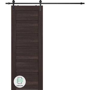 Louver 18 in. x 84 in. Vera Linga Oak Wood Composite Sliding Barn Door with Hardware Kit