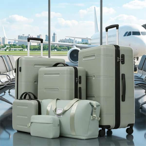 Nestfair 6 of Pieces Light Green ABS Hardshell Luggage Set with