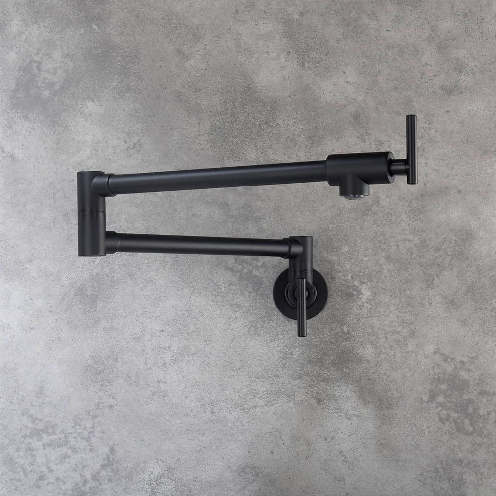 FLG Wall Mounted Pot Filler Double Handle Kitchen Faucet Modern