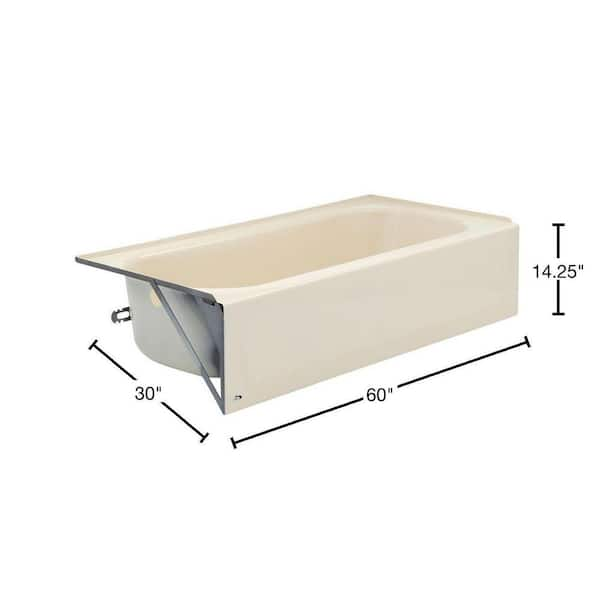 Aloha 60 in. x 30 in. Soaking Bathtub with Left Drain in White