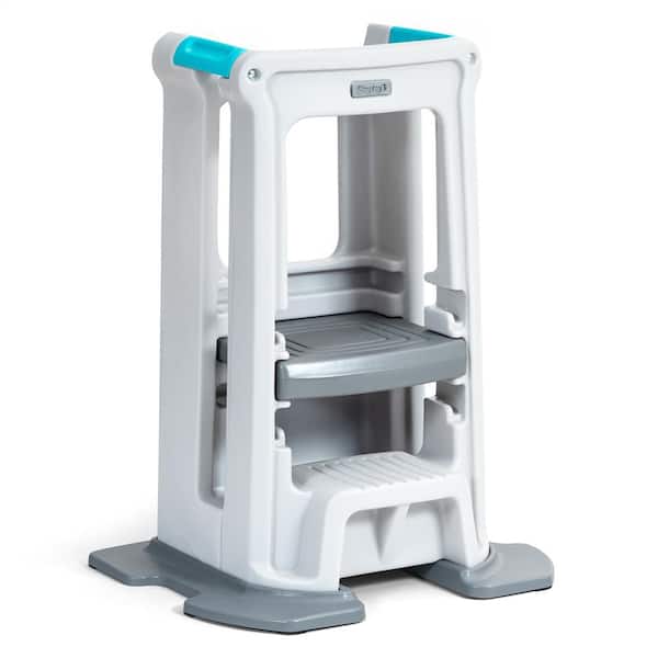 Simplay3 White Toddler Tower Adjustable Stool with Feet