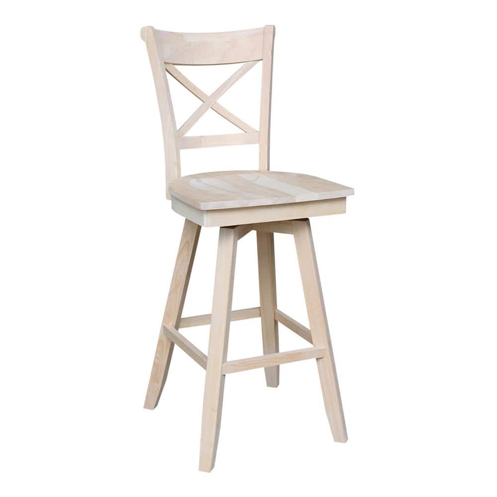 Charlotte 24" Unfinished Solid Wood Swivel Counter Height Stool