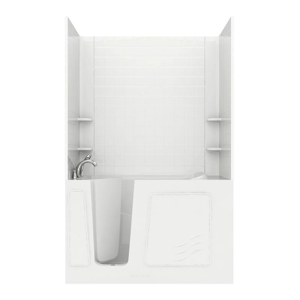 Tucson 60'' x 30'' White Fiberglass Walk-in Air Bathtub with Faucet