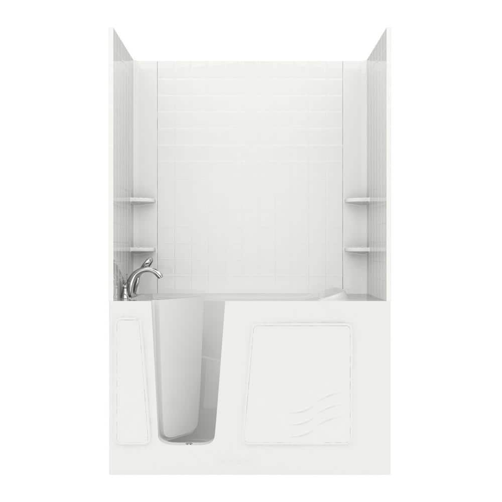 Rampart 5 ft. Walk-in Whirlpool and Air Bathtub with 4 in. Tile Easy Up Adhesive Wall Surround in White price history on PriceWatchPro
