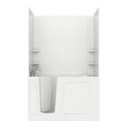 Rampart 5 ft. Walk-in Non-Whirlpool Bathtub with 4 in. Tile Easy Up Adhesive Wall Surround in White