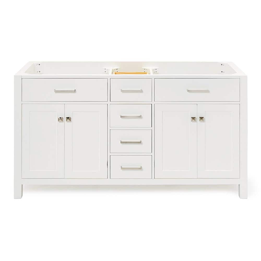 Bristol 60 in. W x 21.5 in. D x 34.5 in. H Double Freestanding Bath Vanity Cabinet without Top in White price history on PriceWatchPro