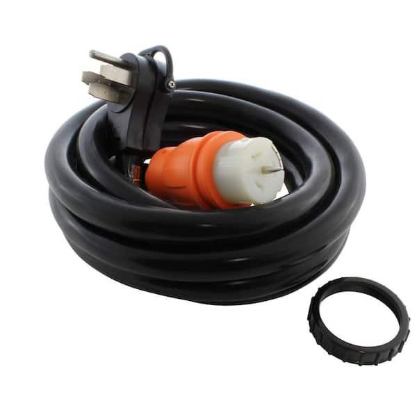AC WORKS 15 ft. 4-Prong 50 Amp Generator Transfer Switch Power Cord With Power Indicator